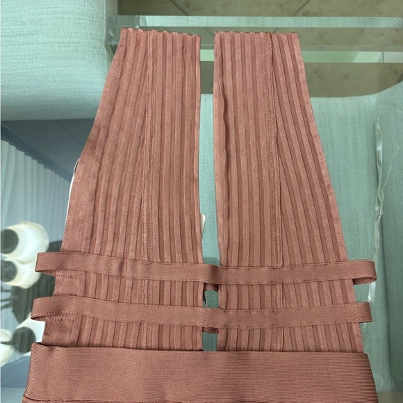 House of CB Camel Deep Plunge Bodycon Dress - Picture 3 of 8